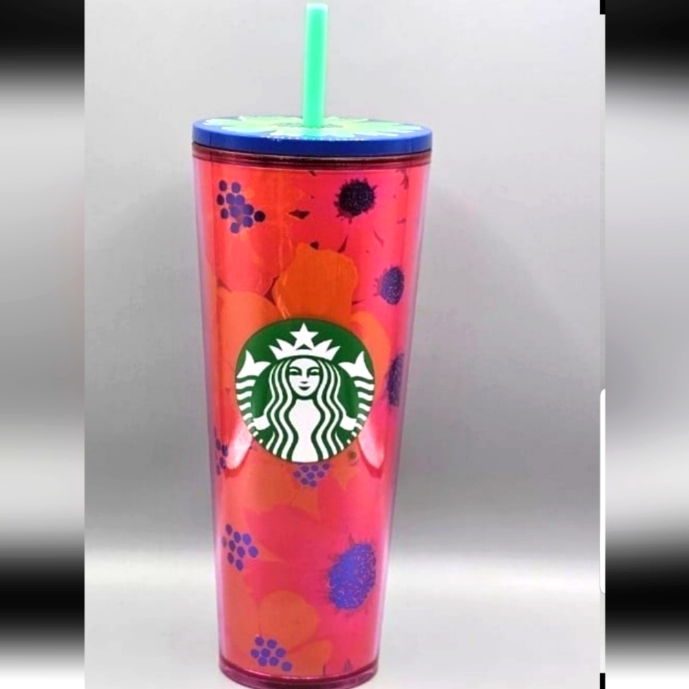 Starbucks 2022 Summer Tumbler, 24oz Coral Dancing Blooms Floral, Collection NEW